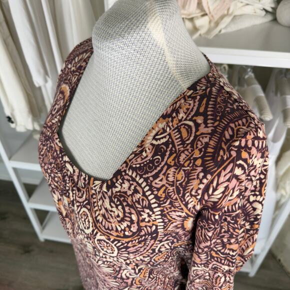Liz Claiborne Women's Size XL Brown Paisley Print 3/4 Sleeve Blouse #3478 - Picture 6 of 9